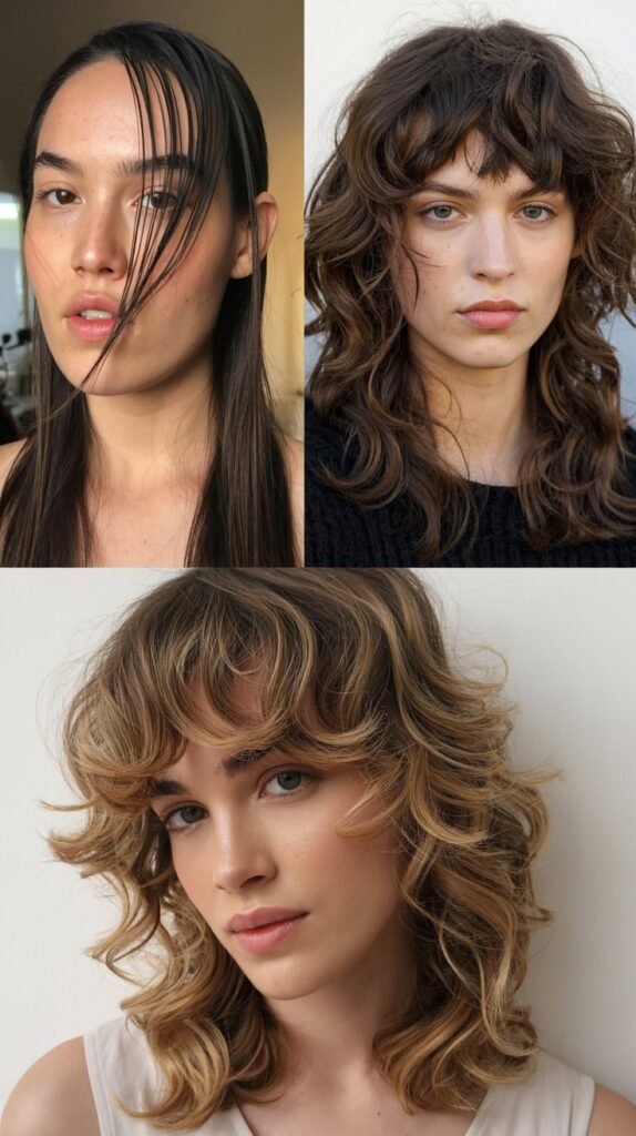 Bold Asymmetric Bangs With Long Hair