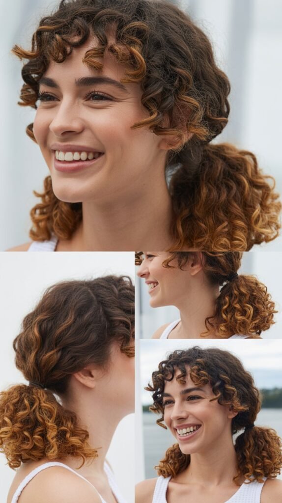 Curly Pigtails With Highlighted Sections
