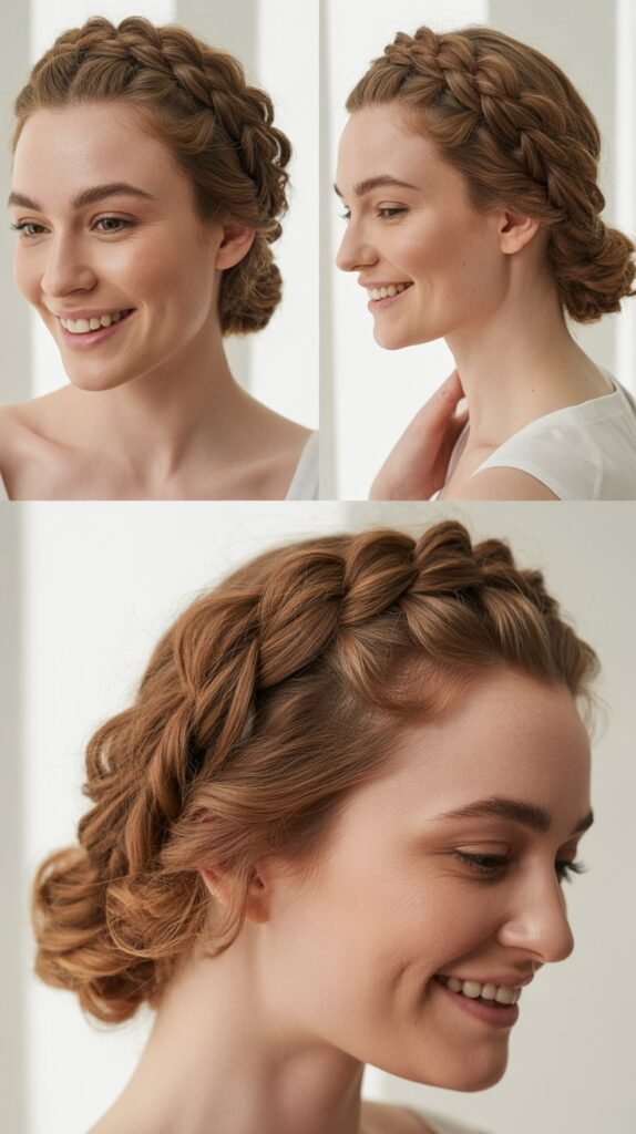 Twisted Halo with Curls Spilling Down