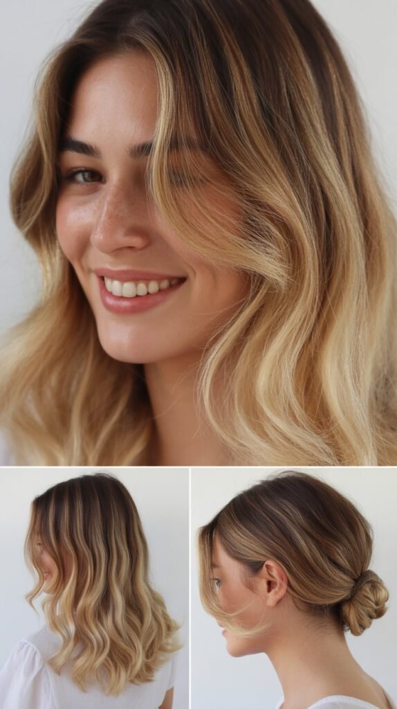 Blonde Ombre Transitioning from Dark Roots