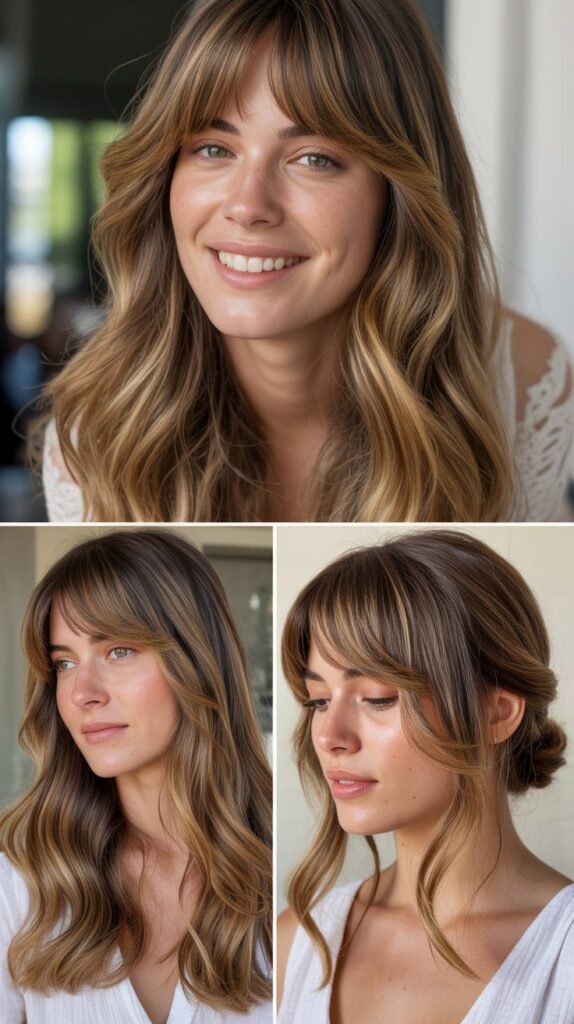  Caramel Highlights with Bangs