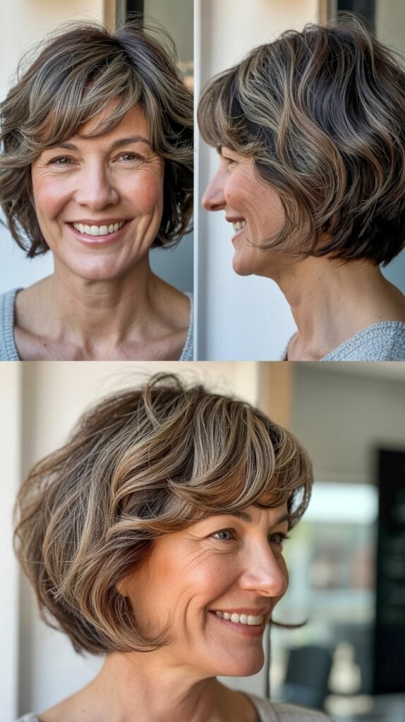 Tousled Bob with Side-Swept Bangs