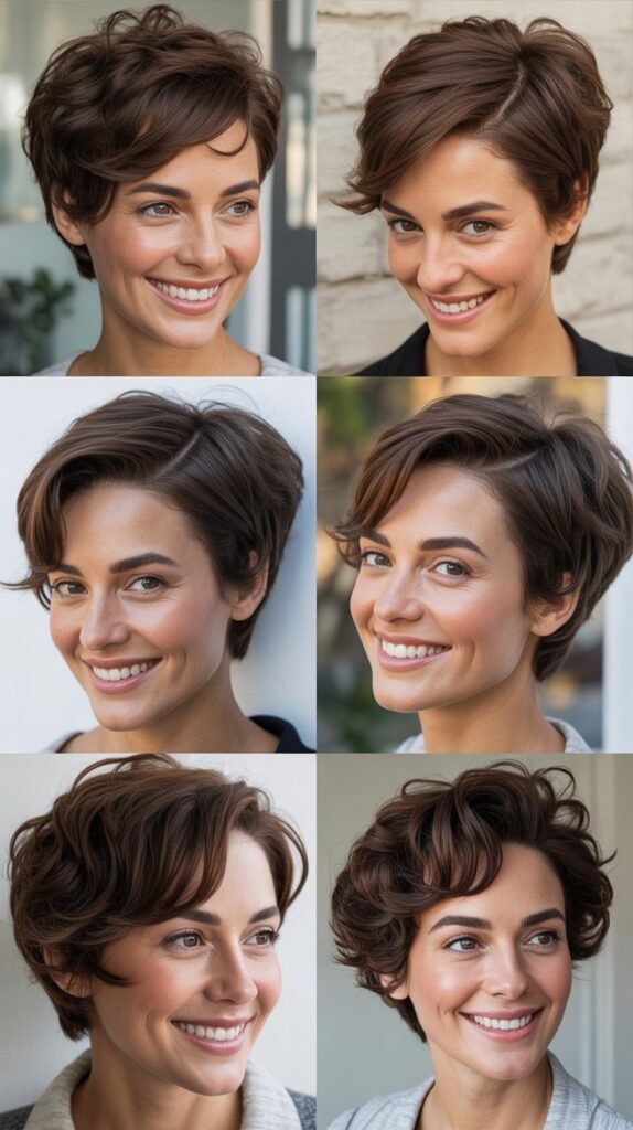  Dark Chocolate Brown Wavy Pixie