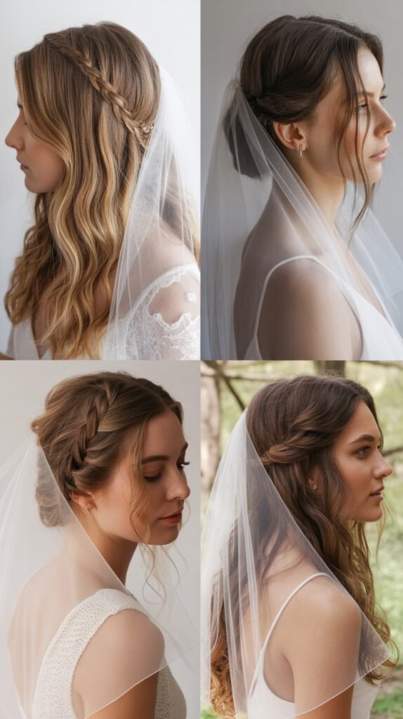Side Braid Accent with Shoulder Veil