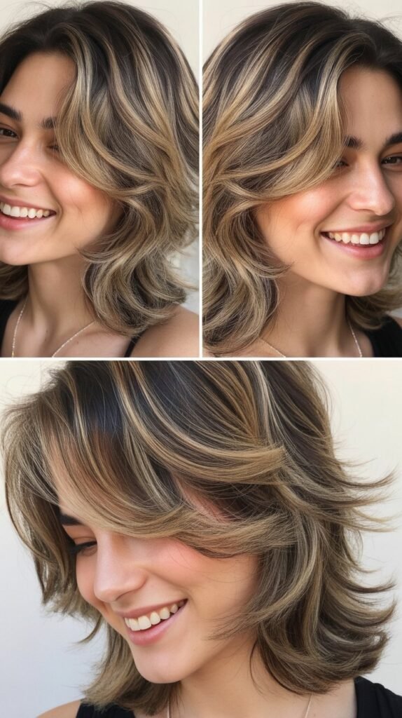 Ash Blonde Balayage with Layered Shag