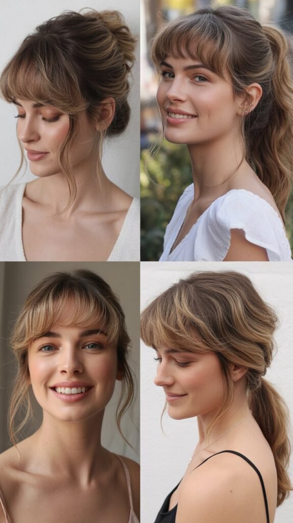  Combining Wispy Bangs With Updos and Ponytails
