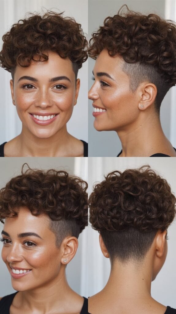  Curly Temple Fade with Curly Top