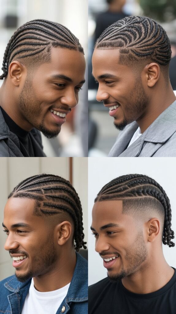 Curved Side Cornrows with Taper