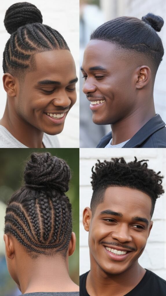 Cornrow Bun and Top Knot Styles