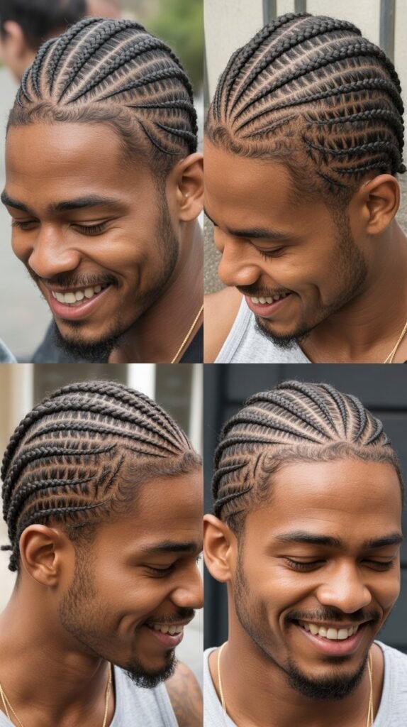 Diagonal Cross-Pattern Cornrows