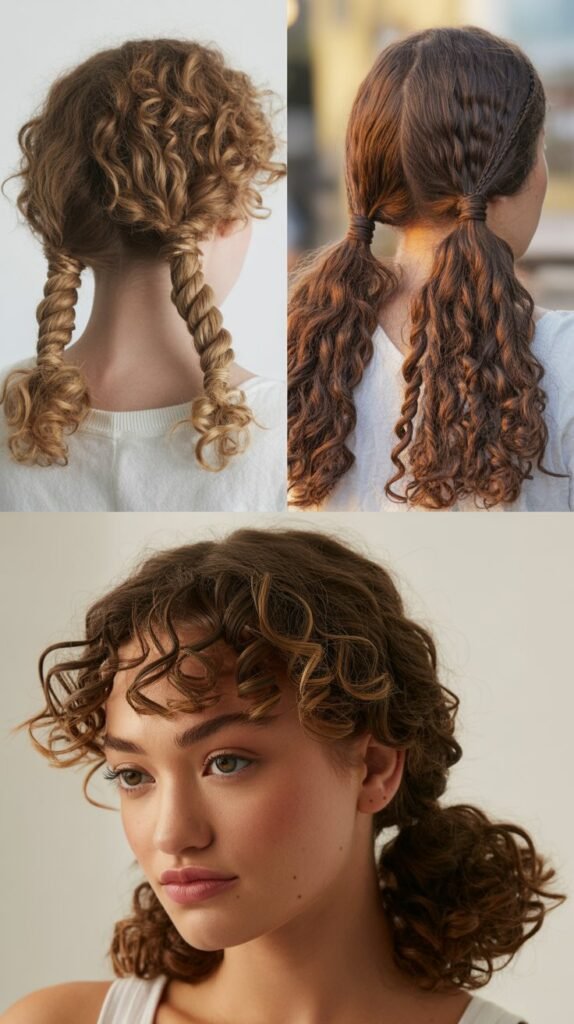 Curly Pigtails with Twisted Sections