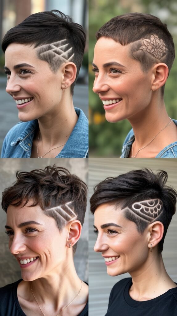 Pixie with Shaved Designs
