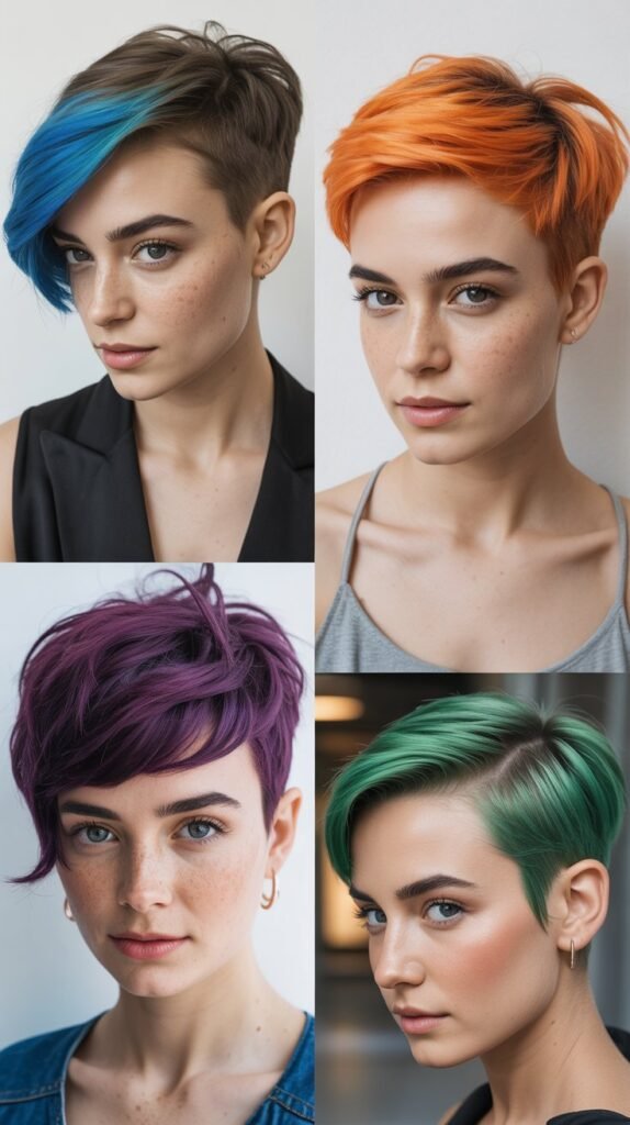 Pixie With Undercut And Colorful Tips