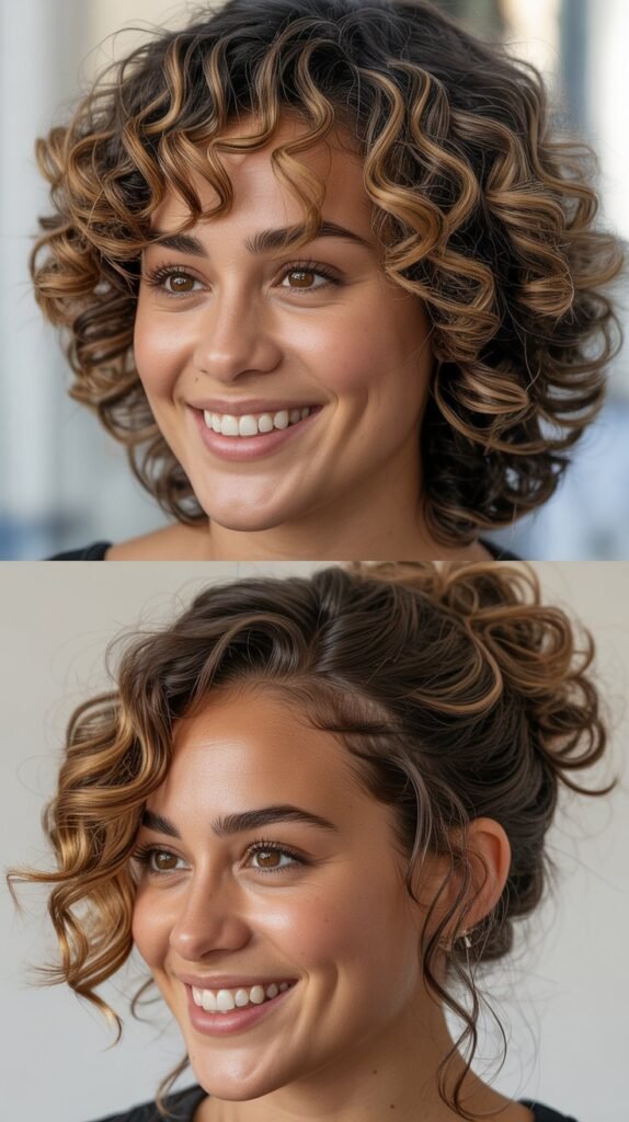 High-Top Curls With Caramel Top Section