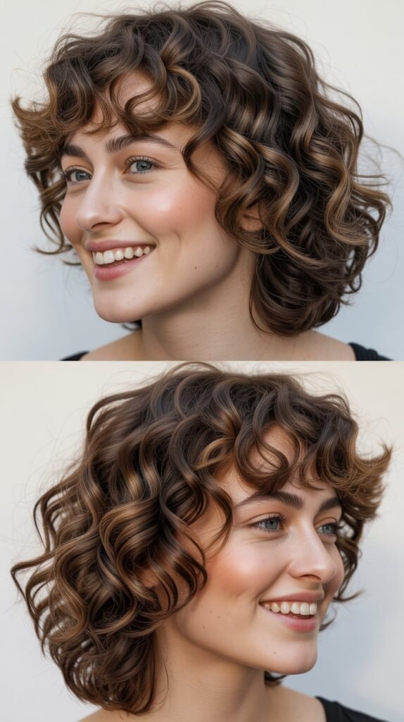 Curly Shag with Curtain Bangs