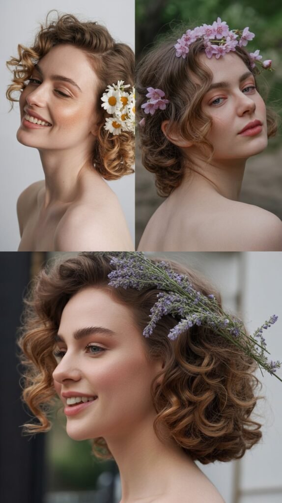 Side-Swept Curls with Fresh Flowers