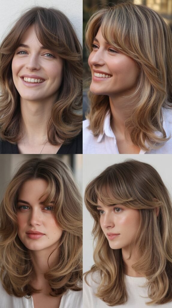 20. Soft, Blended Layers With Wispy Bangs: Classic Femininity