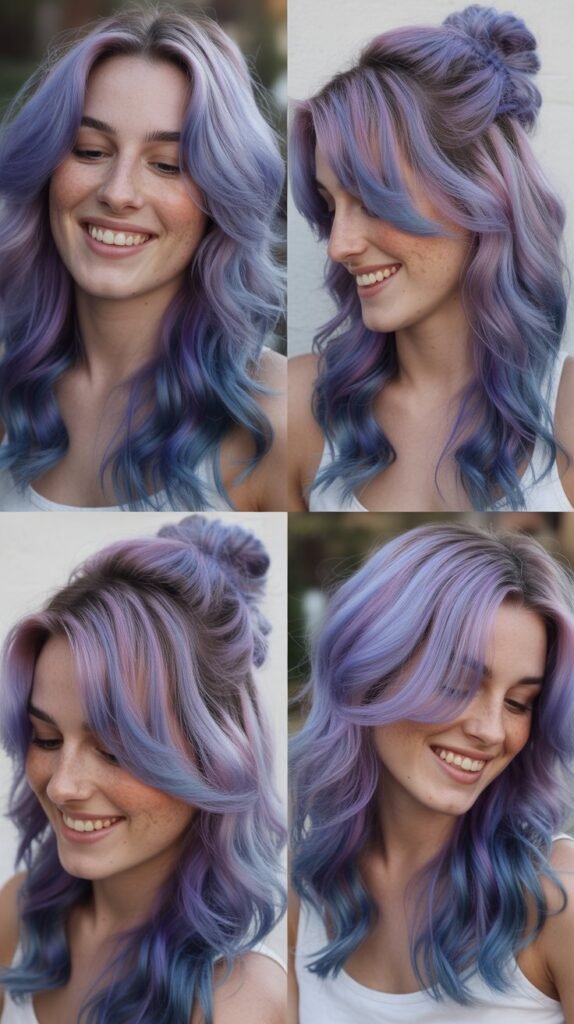 . Lilac and Periwinkle Mixed Highlights