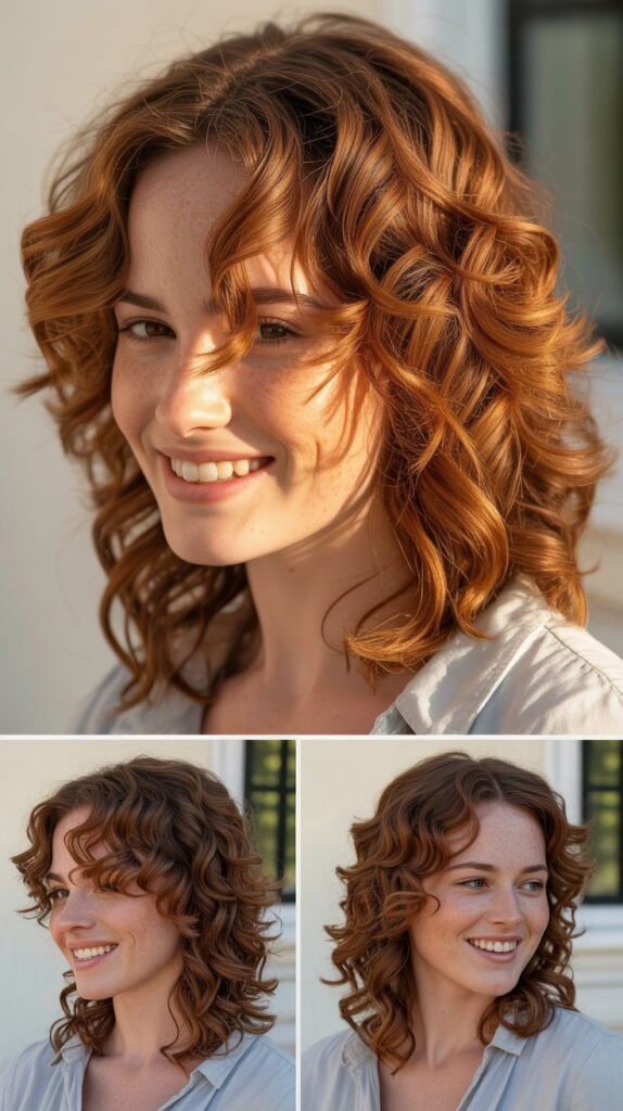 Layered Curls with Copper Tones