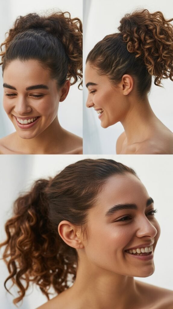 Curly Ponytail with Shaved Sides