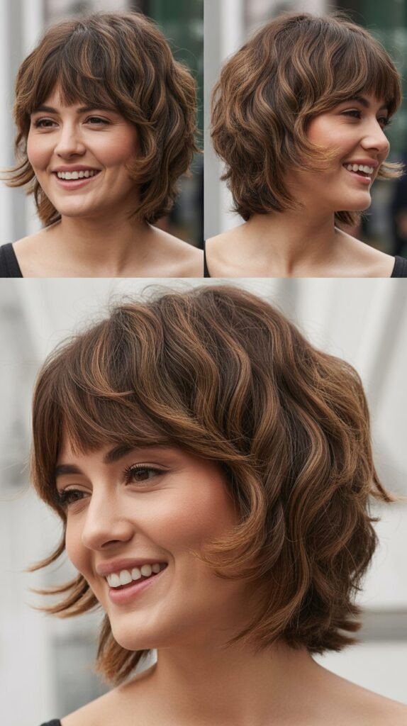 Textured Midi Cut With Choppy Bangs
