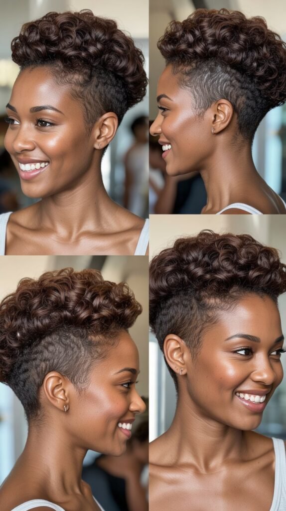 Dark Chocolate Brown Tapered Cut with Curly Top