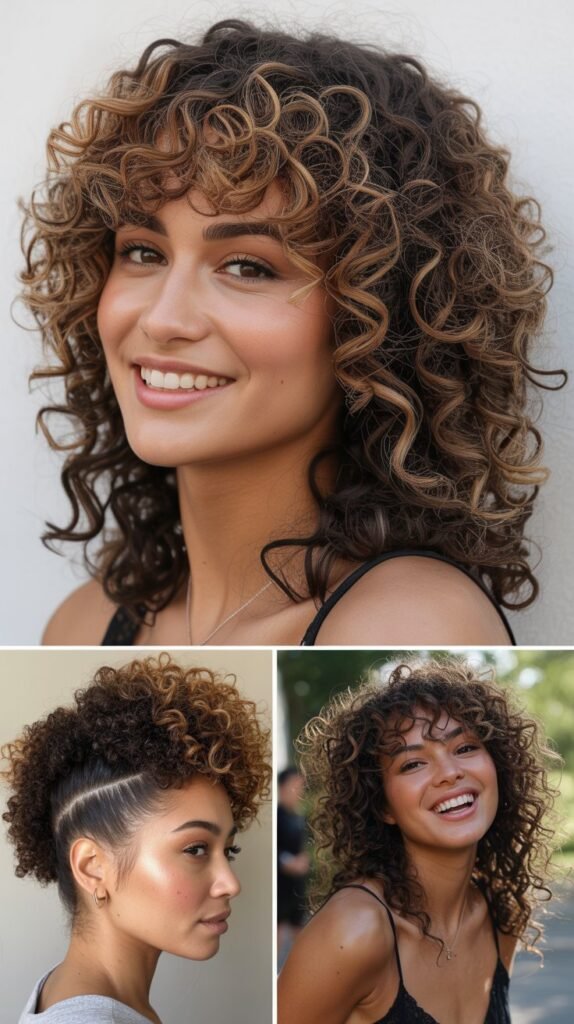 Curly Fringe With Highlighted Bangs