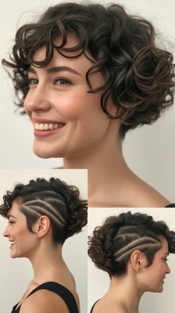 Curly Bob with Exposed Undercut: Hidden Surprise