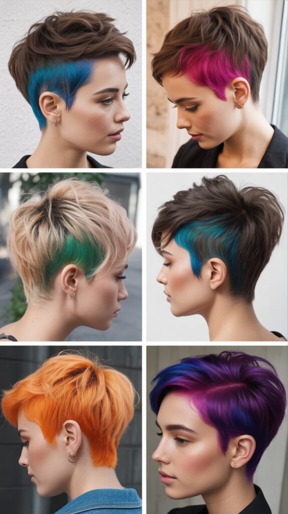 Pixie With Rainbow Undercut Color