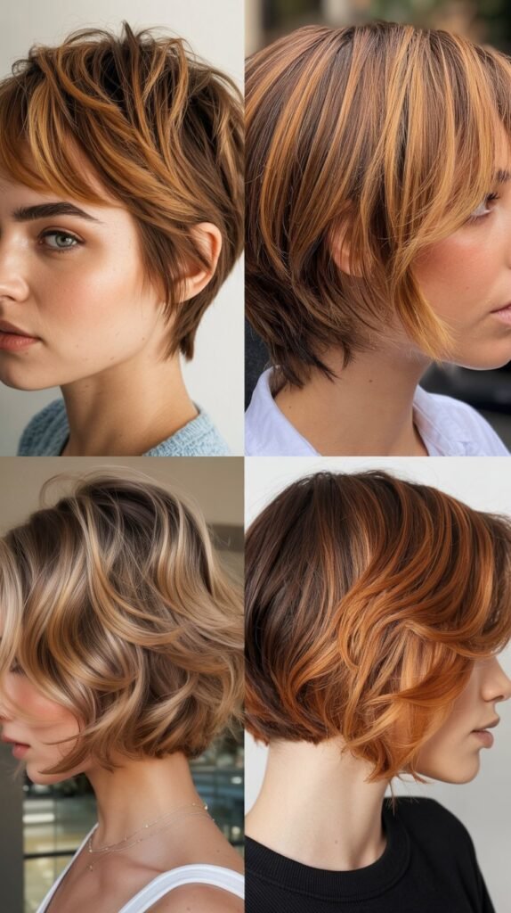 Caramel Highlights on Short Hair