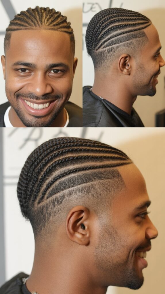 Drop Fade With Horizontal Cornrow Layers