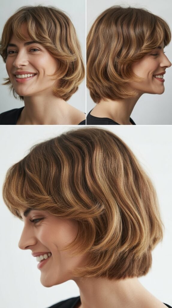 Wispy Bangs With Internal Layers and Blunt Perimeter