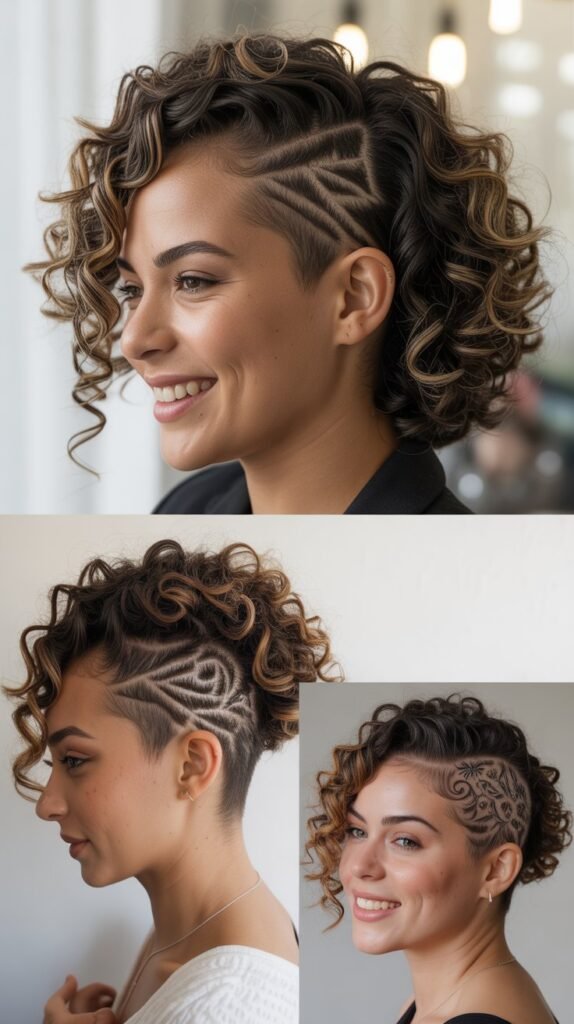 Curly Hair with Undercut Design