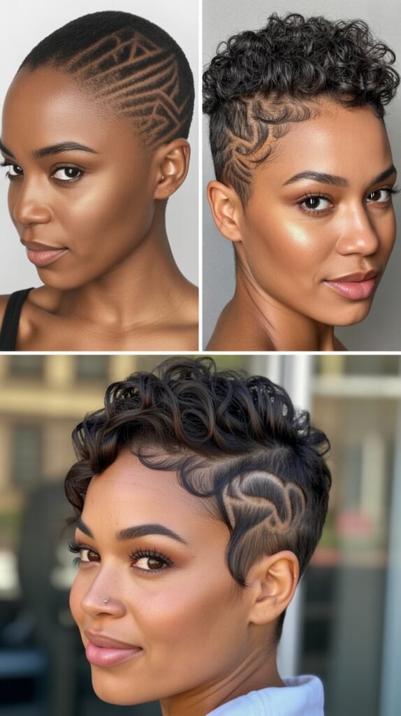 Pixie with Shaved Designs