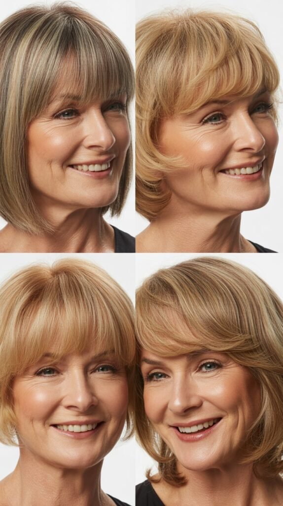 Sleek Side Part with Long Bangs