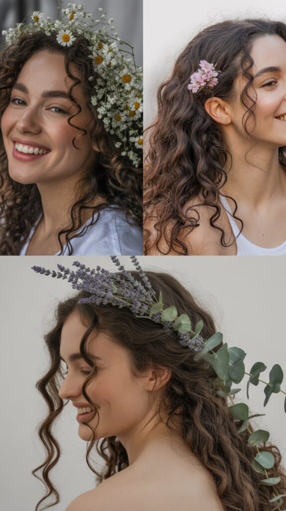 Flower-Adorned Loose Curls