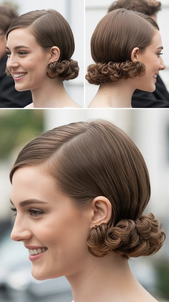 Sleek Crown with Curly Ends