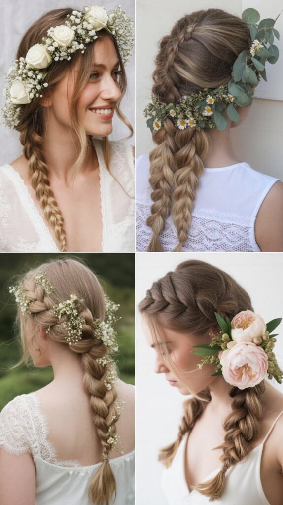  Double Dutch Braids with Flowers Woven Through