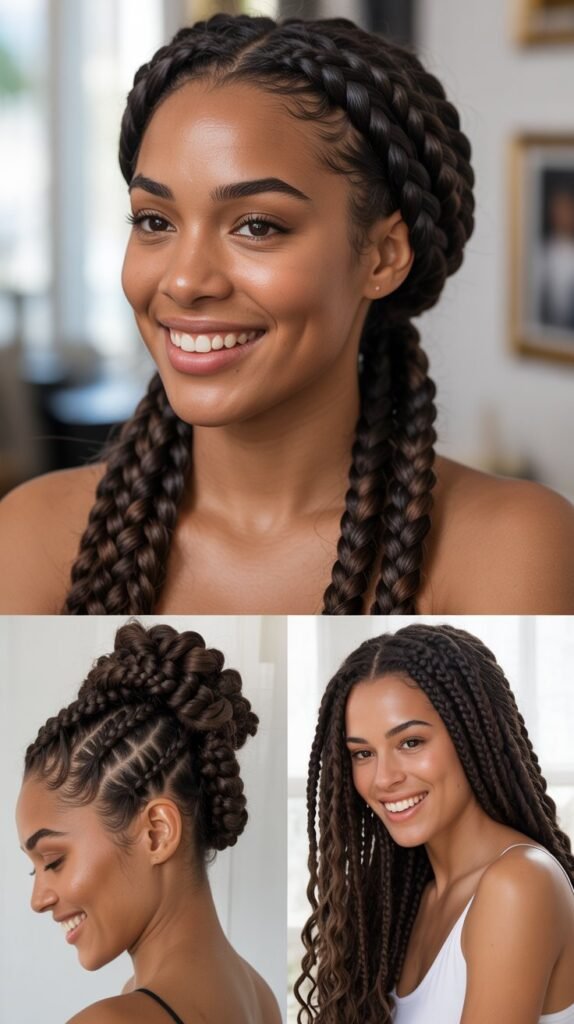 Dark Chocolate Brown Dutch Braids