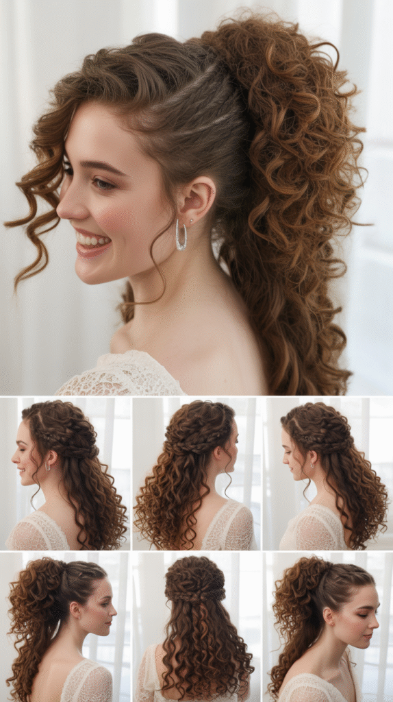 Braided Flower Crown with Loose Curls