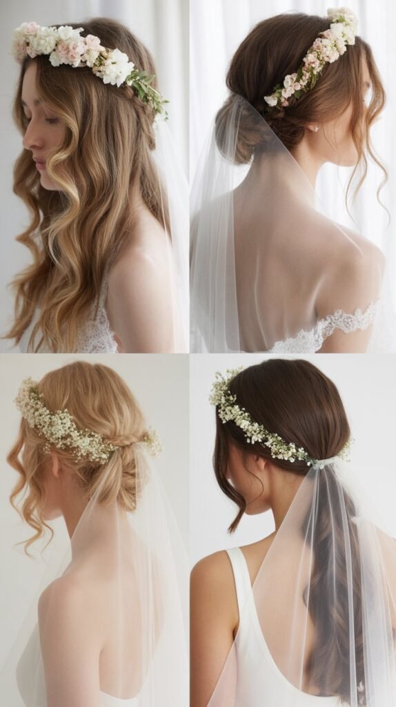 Floral Crown with Cathedral Veil