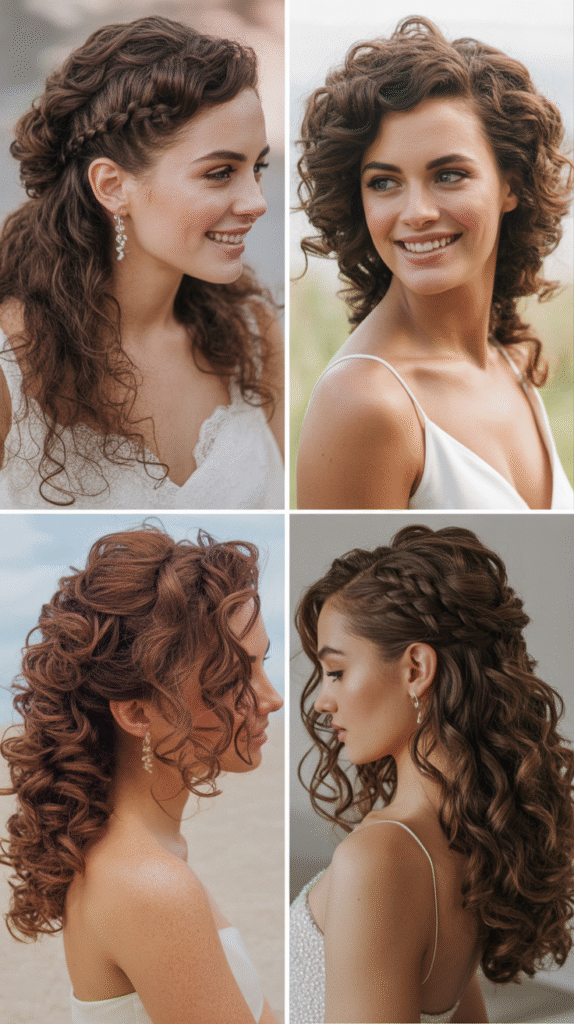 . Curly Top Knot with Wispy Details