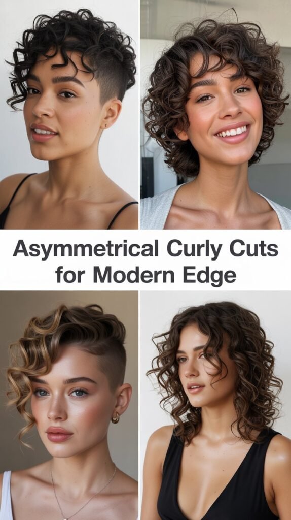 Asymmetrical Curly Cuts for Modern Edge