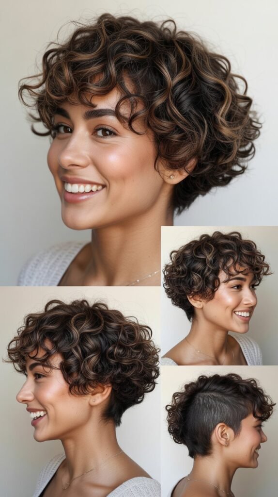 Layered Curly Shag with Shaved Nape