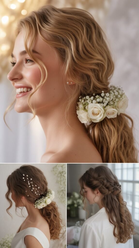 Textured Ponytail with Floral Cuff