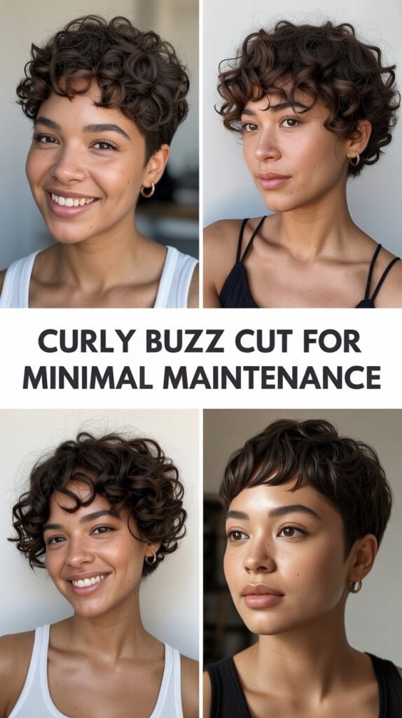 Curly Buzz Cut for Minimal Maintenance