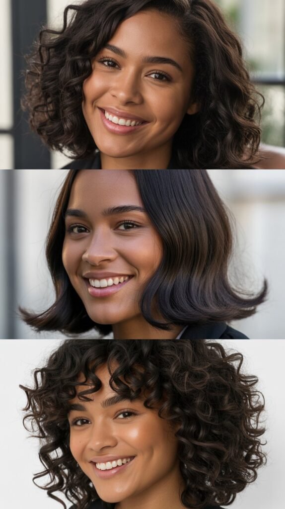  Dark Chocolate Brown Lob (Long Bob) with Soft Curls