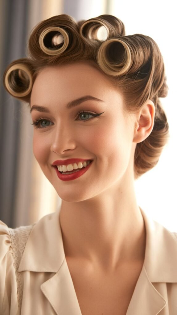 Vintage Rolled Curls at Crown