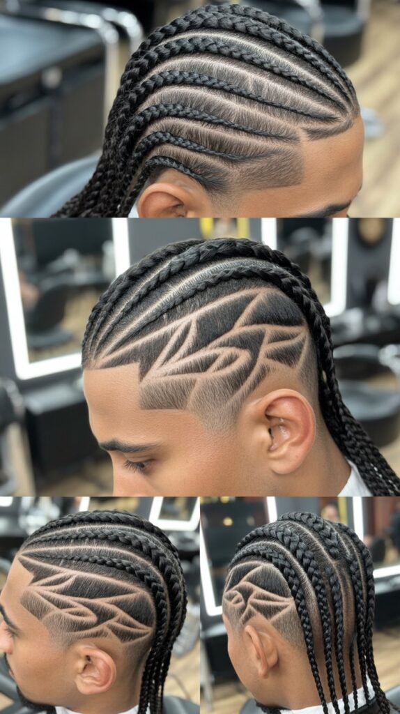 Cornrows With Designs Shaved In