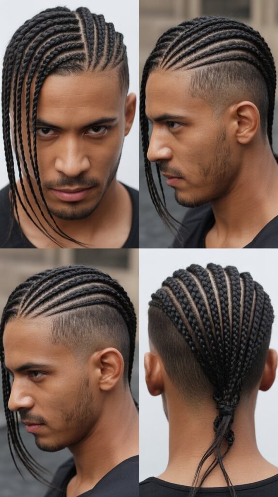  Low Taper Fade With Side-Swept Cornrows